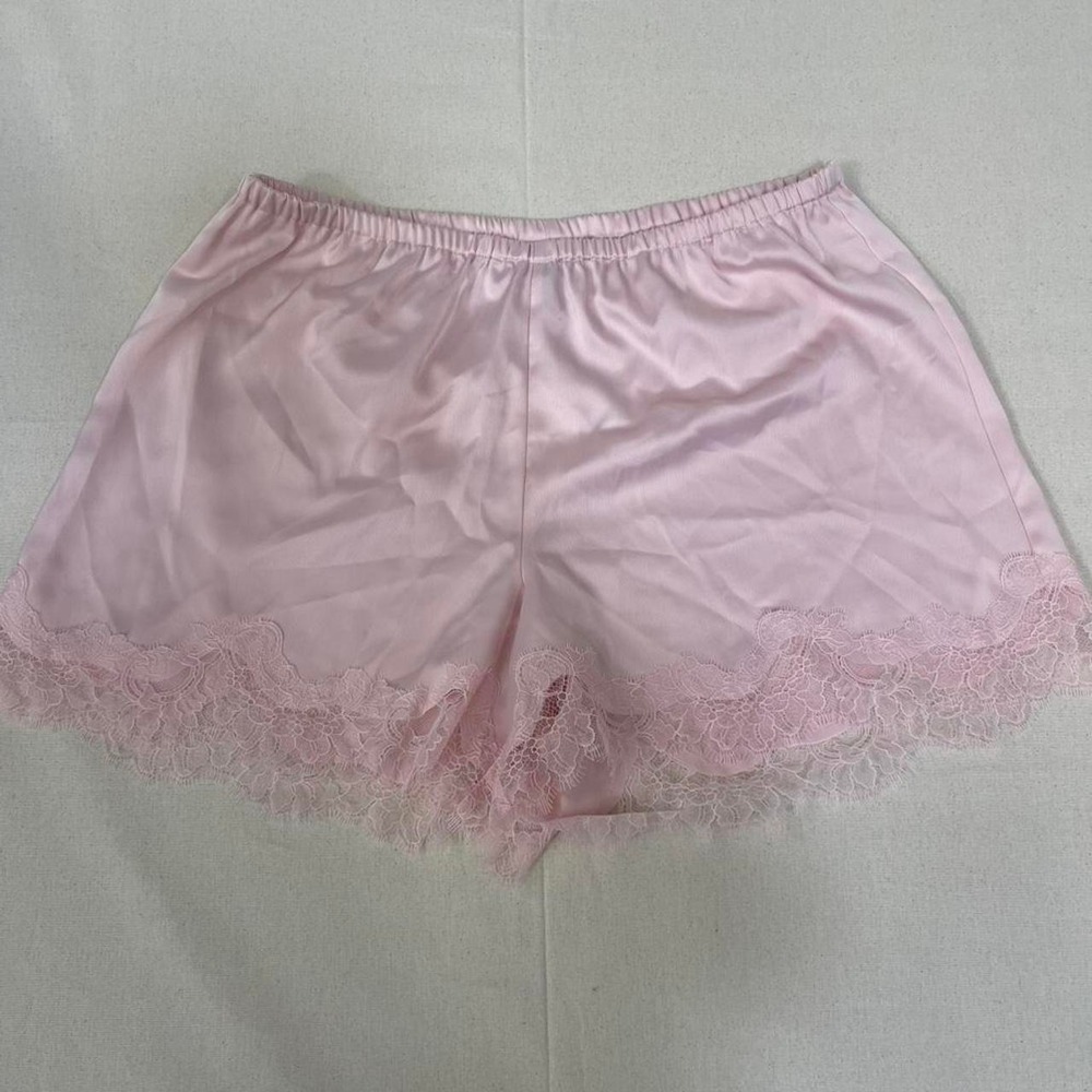 Baby pink satin sleep shorts